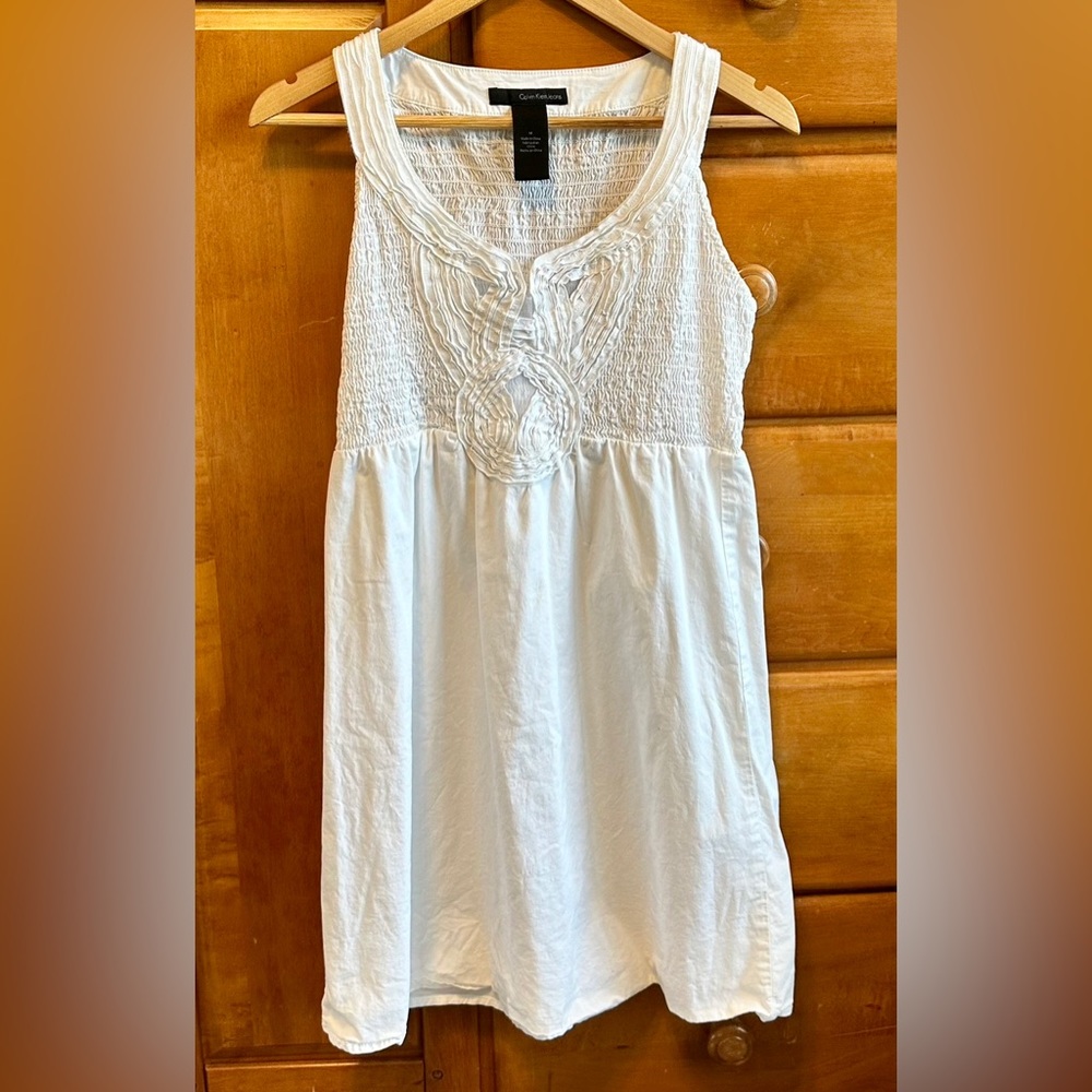 Calvin Klein White Cotton Sundress Size Medium